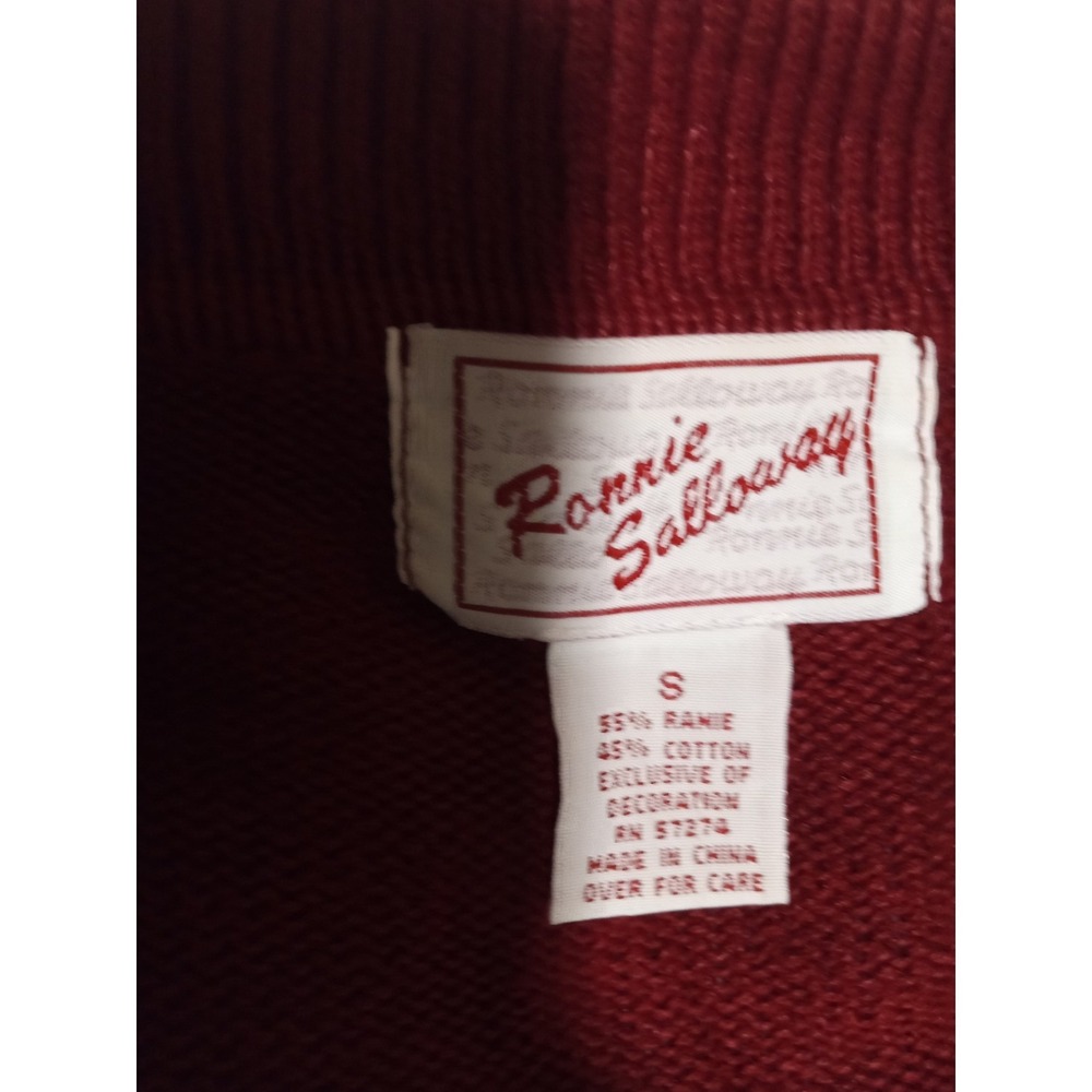 Ronni Salloway Vintage Safari Animal Beaded Cardigan Red Elephant Giraffe Small - Picture 11 of 12